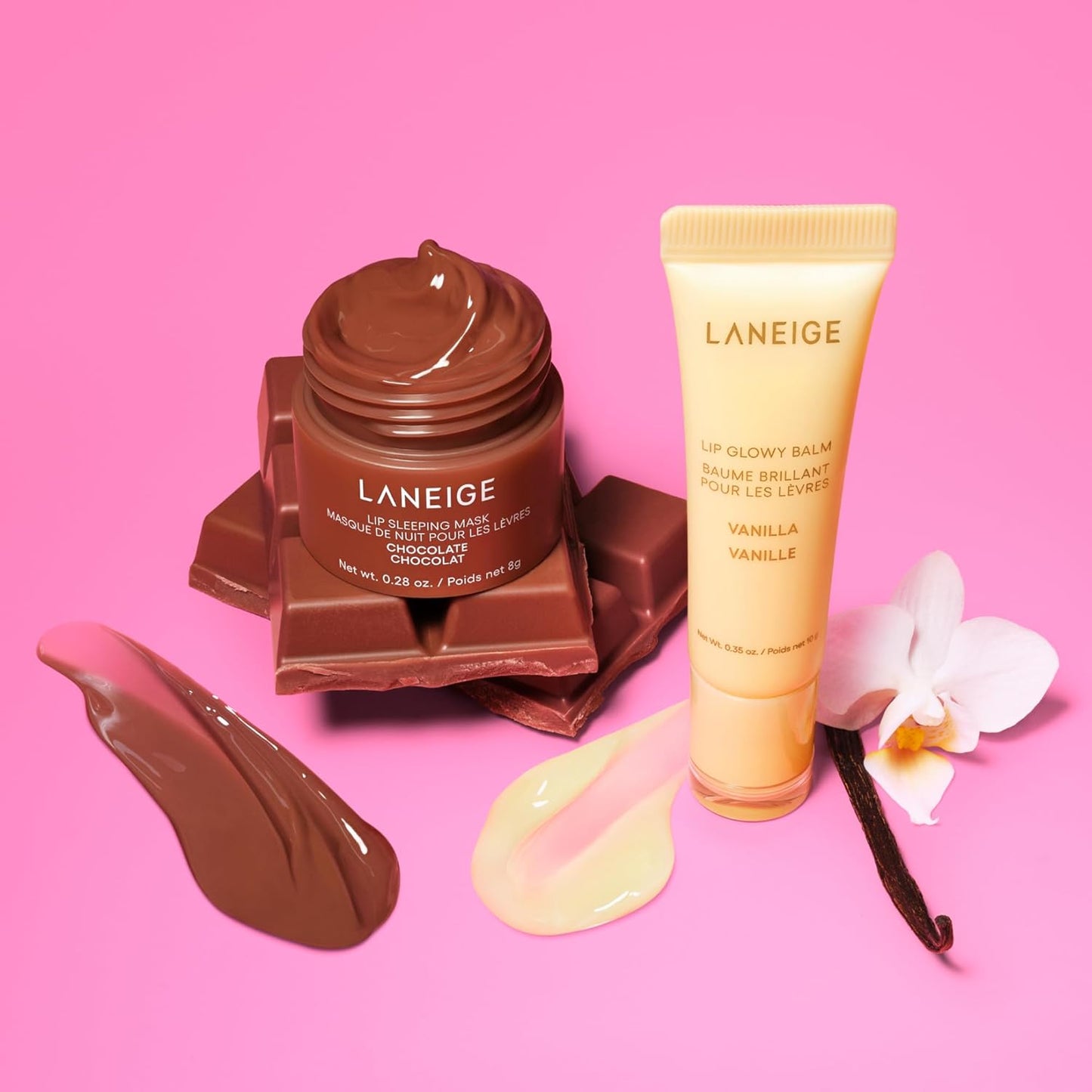 LANEIGE Lip Glowy Balm: Sheer Tinted Lip Moisturizer with Shea Butter, for Hydrating Shine & Soft Lips (S’more Kisses Set)