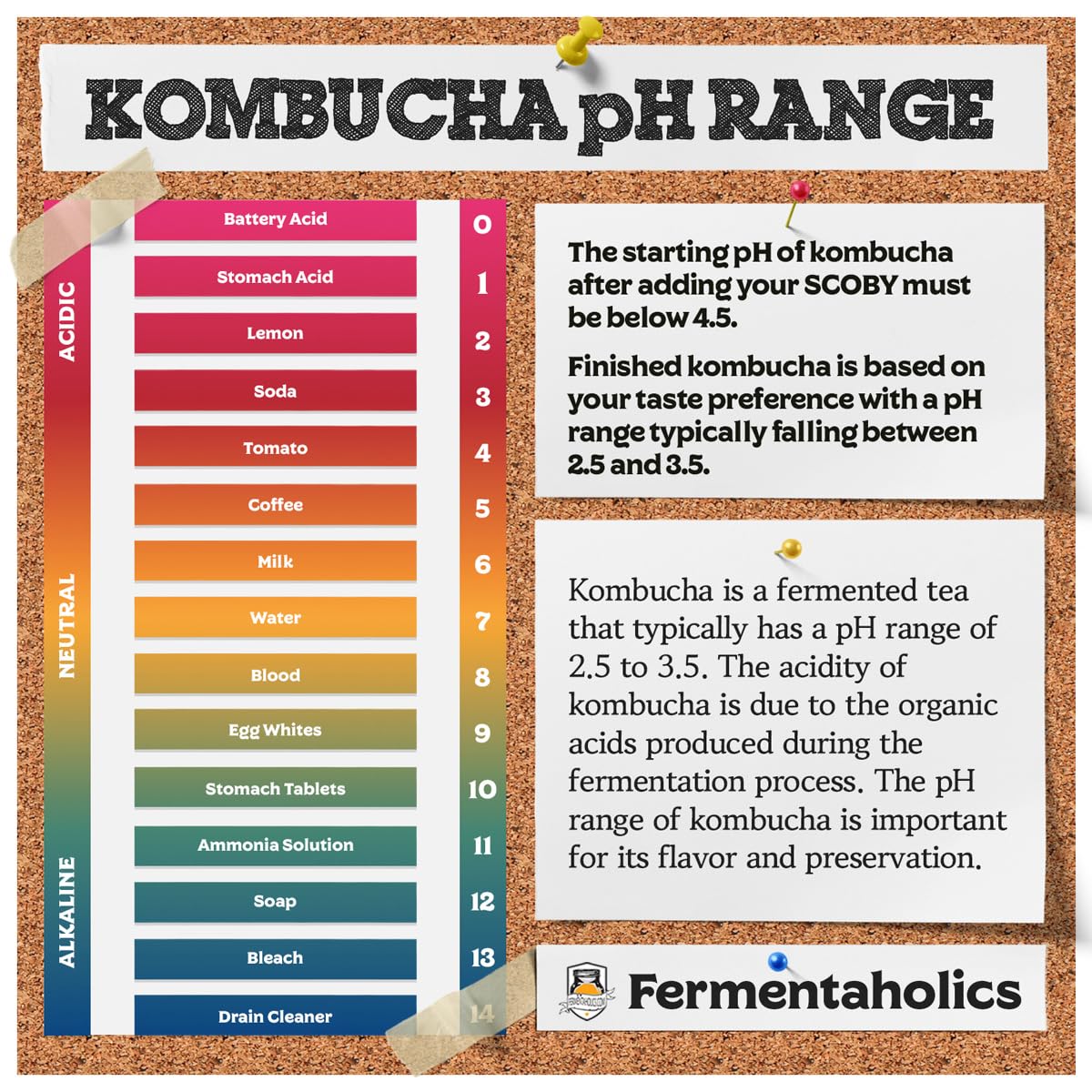 Kombucha & Fermentation pH Test Strips (pH Test Strip Sticks)