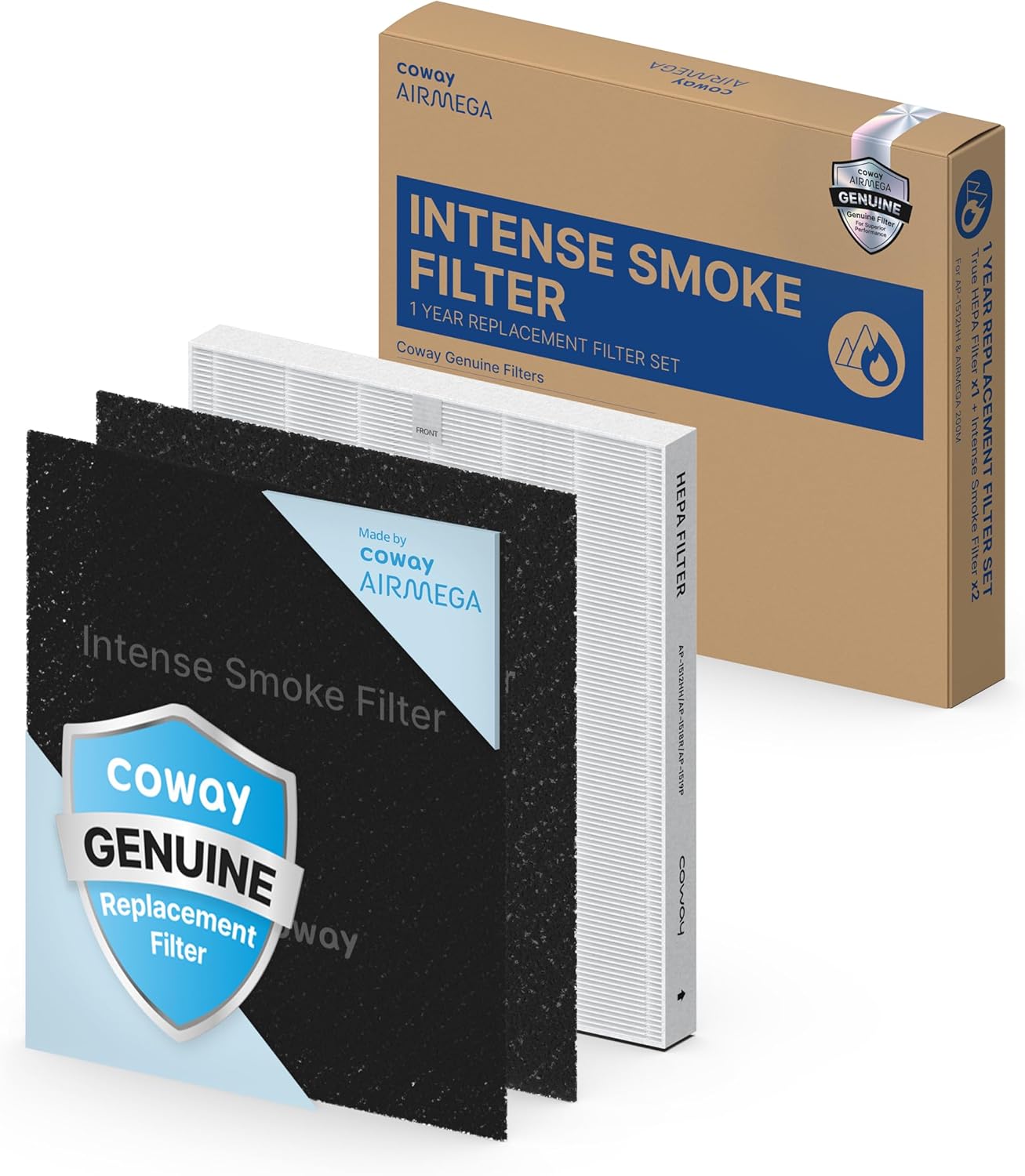 COWAY AP-1512HH & 200M Air Purifier Filter Replacement, Fresh Starter Pack, 2 Fresh Starter Deodorization Filters and 1 True HEPA Filter, 1 Pack, Black