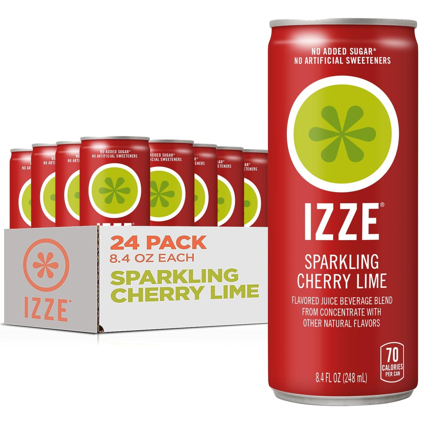 Izze Cherry Lime Straight Beverages, 8.4 FL Oz, Pack of 24