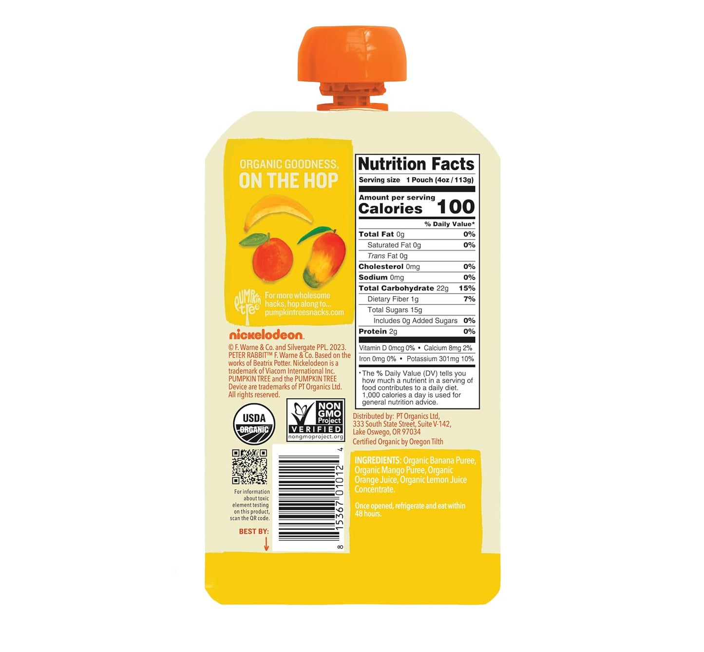 Peter Rabbit Organics Fruit Flavors Variety Pack - Squeezable Snack Pouches 4 oz. (Pack of 18)