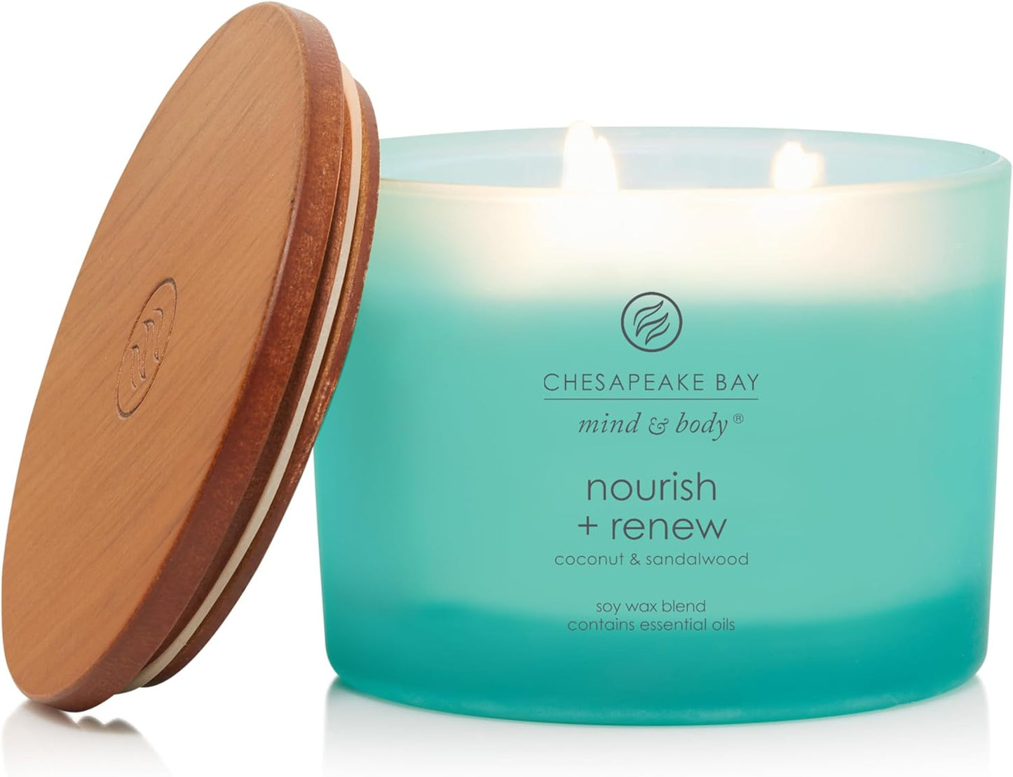 Chesapeake Bay Candle Mind & Body 3-Wick Coffee Table Jar Candle, Nourish + Renew (Coconut & Sandalwood)