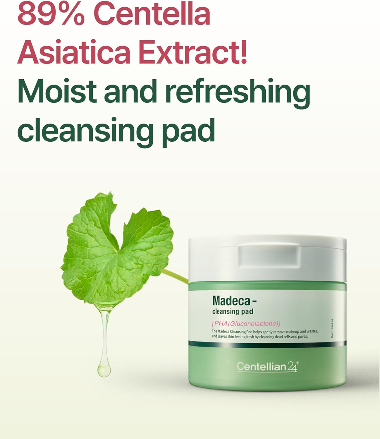 Centellian 24 Cleansing Pad (60 Counts) - Water Proof Makeup Remover Cleansing Face Wipes by Dongkook. Korean Gentle, Exfoliating Daily Cleanser for Sensitive Skin