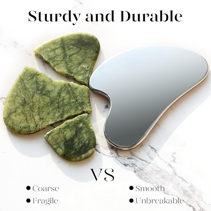 BAIMEI Stainless Steel Gua Sha for Self Care, Metal Gua Sha Facial Tool, Guasha Tool for Face and Body Treatment, Back Muscles Pain Relief, Gift for Men Women