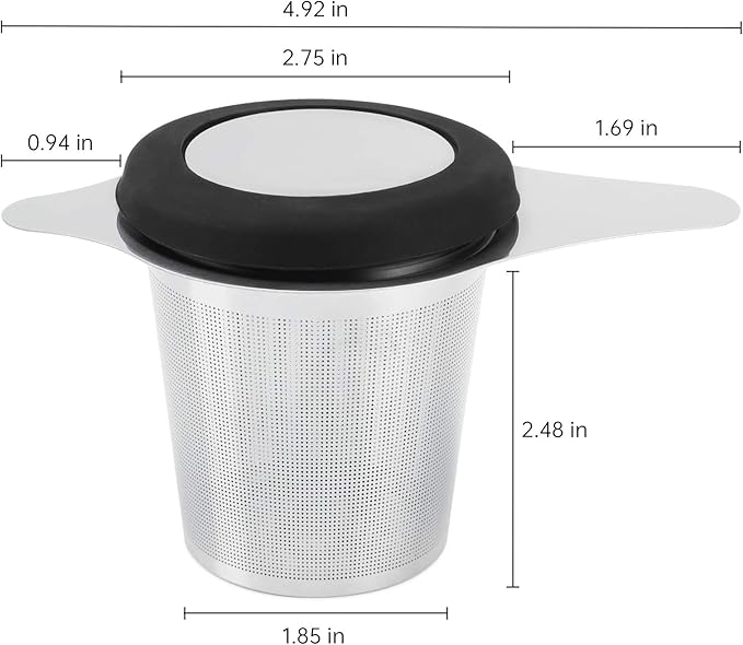 Two Pack Tea Infuser Basket Stainless Steel Tea Strainer Tea Filter With Small Strainer And Lid Tea Diffuser For Loose Tea Superior Brewing Experience (Two pack silver)