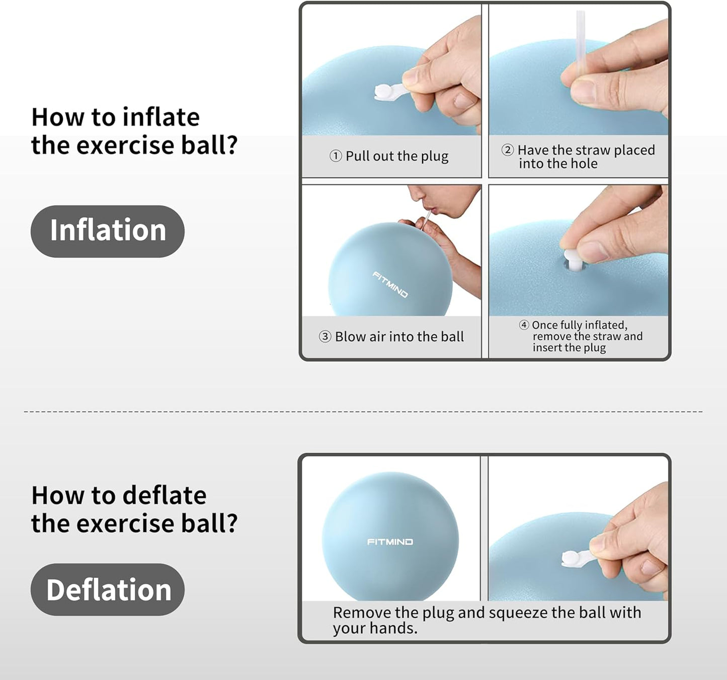 Pilates Ball 10 Inch Anti-Burst Slip Resistant Mini Yoga Ball for Fitness, Core Training, Physical Therapy, Balance, Stability, Stretching 200kg 440lbs Capacity Blue