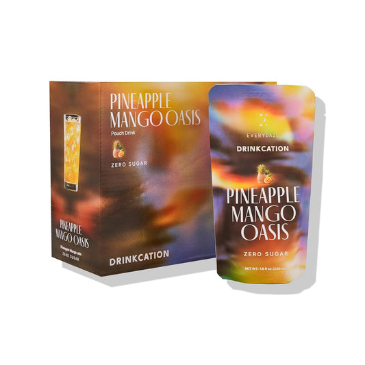 EVERYDAZE Drinkcation Zero Sugar Ready to Drink Fruit Ade with Real Fruit Concentrate | Korean Convenience Store Drink | 7.8 fl oz Pouches x (10 Pack), Low Calorie (Pineapple Mango Oasis)