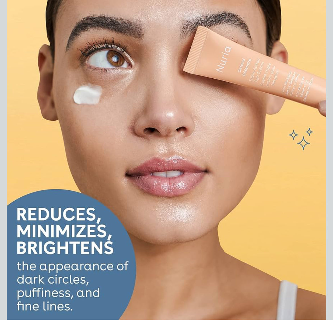 Nuria - Defend Triple Action Eye Cream for Dark Circles, Puffiness and Fine Lines, Nourishing Under Eye Cream with Ginseng and Mulberry Root, 15mL/0.5 fl oz