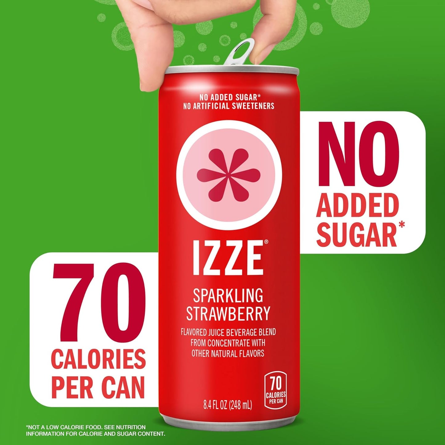 IZZE Sparkling Water Juice Beverage Blend, Strawberry, No Sugar Added, 8.4 FL OZ, 24 Cans