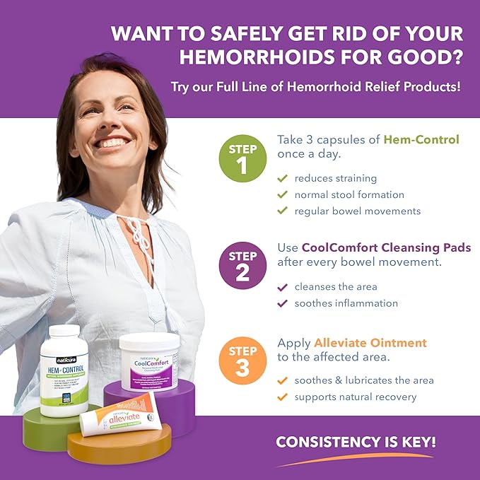 CoolComfort Personal Cleansing Pads with Organic Witch Hazel and Aloe Vera - All-Natural and Fast Acting Wipes for Hemorrhoid Burning, Itching, Pain and Swelling - 100 Pads - No Parabens - 2 Pack