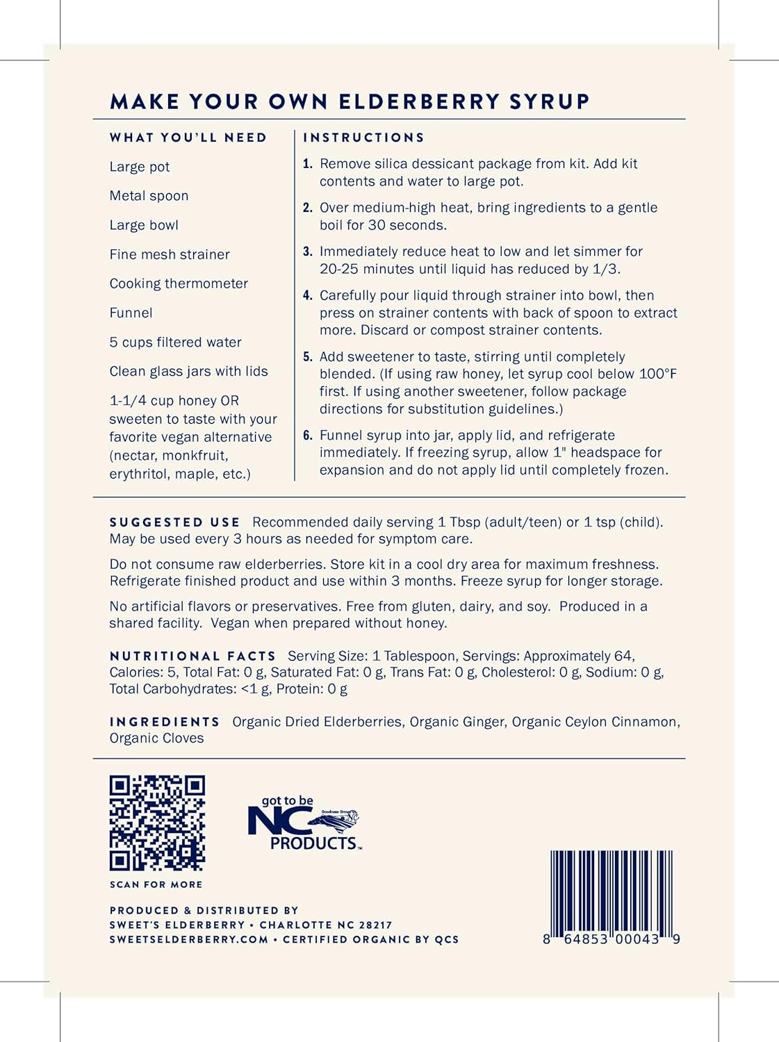Elderberry Syrup Do-It-Yourself Kit | Certified USDA Organic | Yields up to 32 oz of Syrup | Immune Support | Includes Organic Spice Blend | Black Elderberry | Easy to Prepare