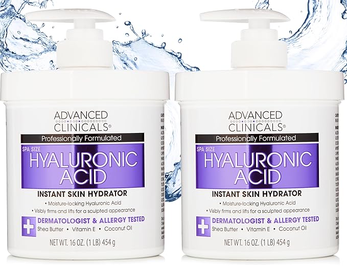 Advanced Clinicals Hyaluronic Acid Body Lotion & Face Moisturizer W/Vitamin E | Hydrating Dry Skin Firming Lotion Minimizes Look Of Wrinkles, Stretch Marks, & Crepey Skin | Skin Care Products, 2pc