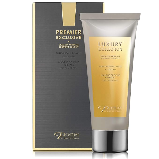 Premier Dead Sea mud mask, anti-aging skin care, pore refining mask, witch hazel, aloe vera gel, minerals, nutrients & antioxidants black face mask for body & facial mask skin care 4.4FL.oz