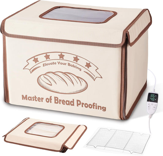 Bread Proofing Box with 68-113℉ Temp Control & 99H Timer - Folding Bread Proofer Sourdough Proofing Box with Metal Rack Warming Foldable Proofer for Dough, Baking, Pizza