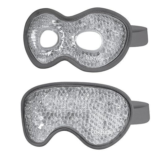 Luxtude Gel Eye Mask 2PCS, Reusable Cooling Eye Masks for Sleeping, Hot Cold Eye Mask Ice Pack, Frozen Cold Eye Compress for Puffiness/Dark Circles/Headaches/Migraines/Eye Bags/Stress Relief (Gray)