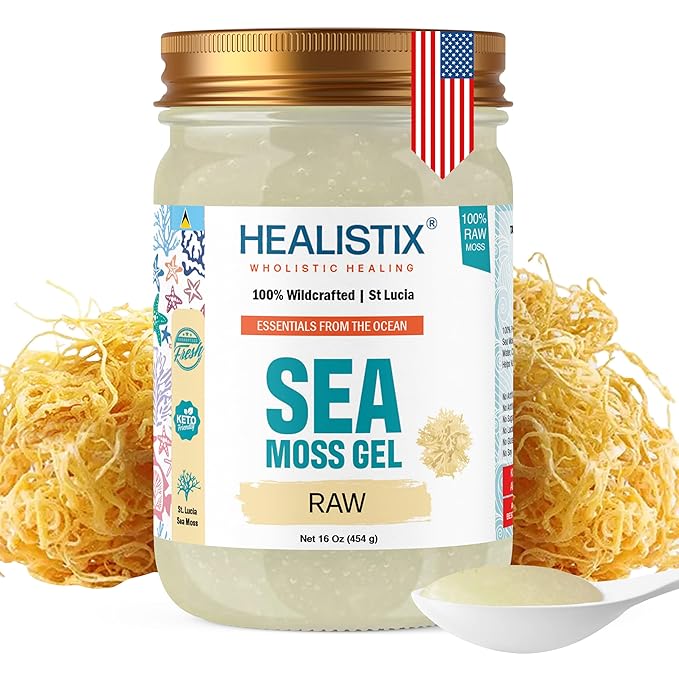 Healistix Raw Sea Moss Gel [16 Oz] - Exquisitely Crafted from Irish Seamoss Wildcrafted in The Pristine Waters of St Lucia, A Natural Delight