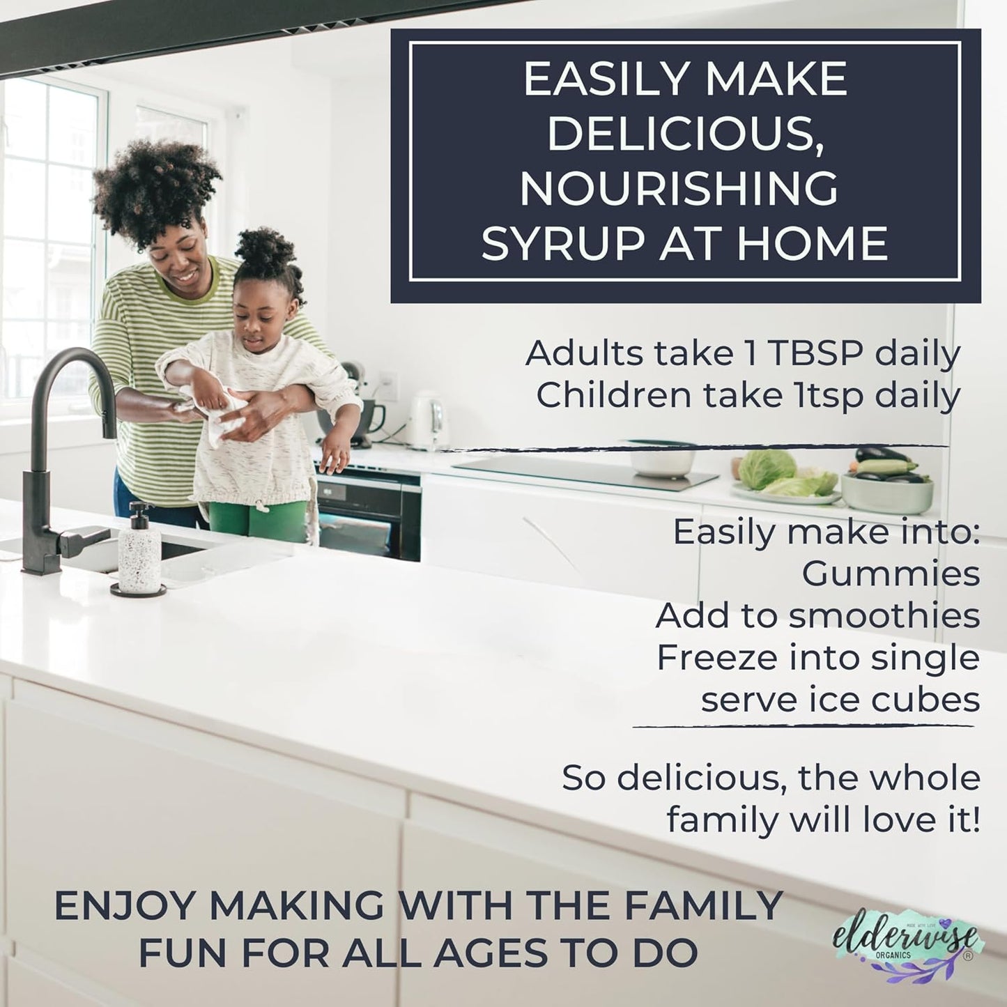 Elderwise Organic Elderberry Syrup Kit - Easy to Use, DIY Elderberry Syrup Making Kit with Elderberries ,Rosehips, Ginger, Echinacea, Cinnamon, and Cloves, Makes 32oz of Syrup, Brewing Bag Included