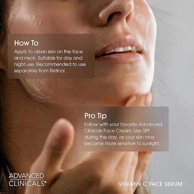 Advanced Clinicals Vitamin C Cream + Vitamin C Serum 2PC Skincare Set | Brightening Body Lotion & Facial Serum For Women & Men Helps Diminish Appearance Of Dark Spots, Wrinkles, & Uneven Skin Tone