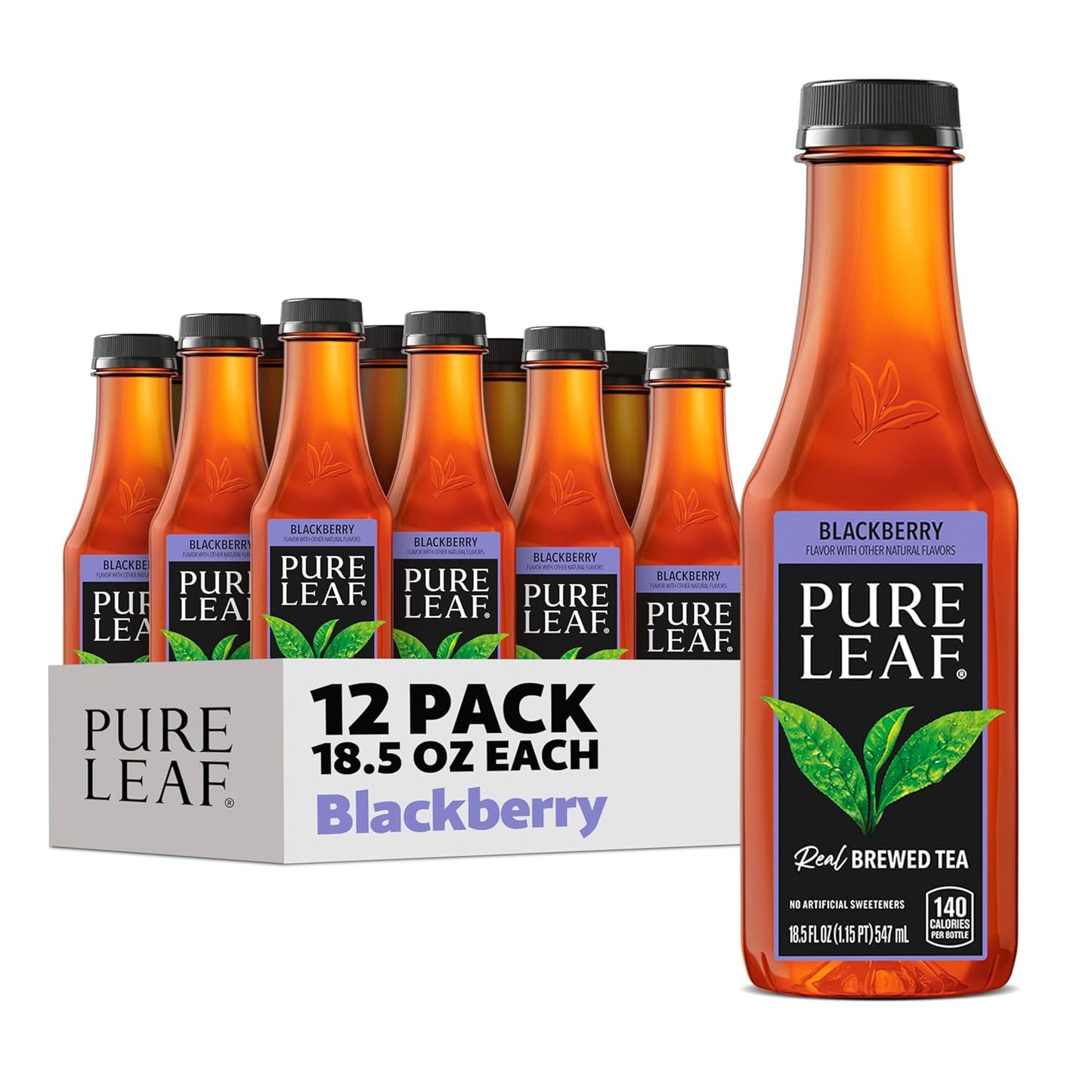 Pure Leaf Iced Tea, Blackberry, 18.5 Fl Oz Bottles (Pack of 12)