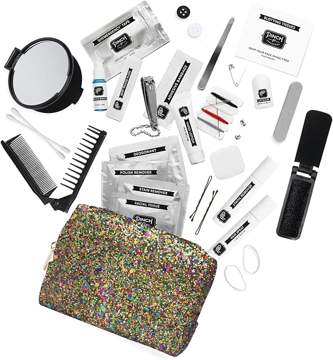Pinch Provisions Shemergency Kit for Her, 40 Emergency Essential Items, Compact, Multi-Functional Pouch, Gift for Women, Birthday, Bachelorette Parties, and More!