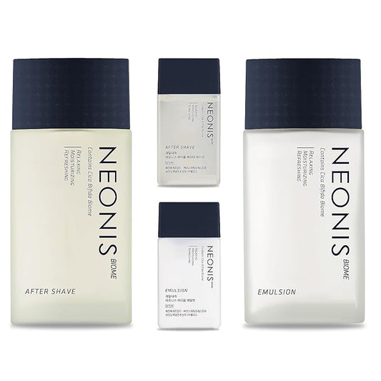 WELCOS Kwailnara NEONIS Aftershave 5.07 Fl oz & Emulsion 5.07 Fl oz with Convenient 1 Fl oz Travel Sizes Each | Gift Set | Korean Men's Skincare
