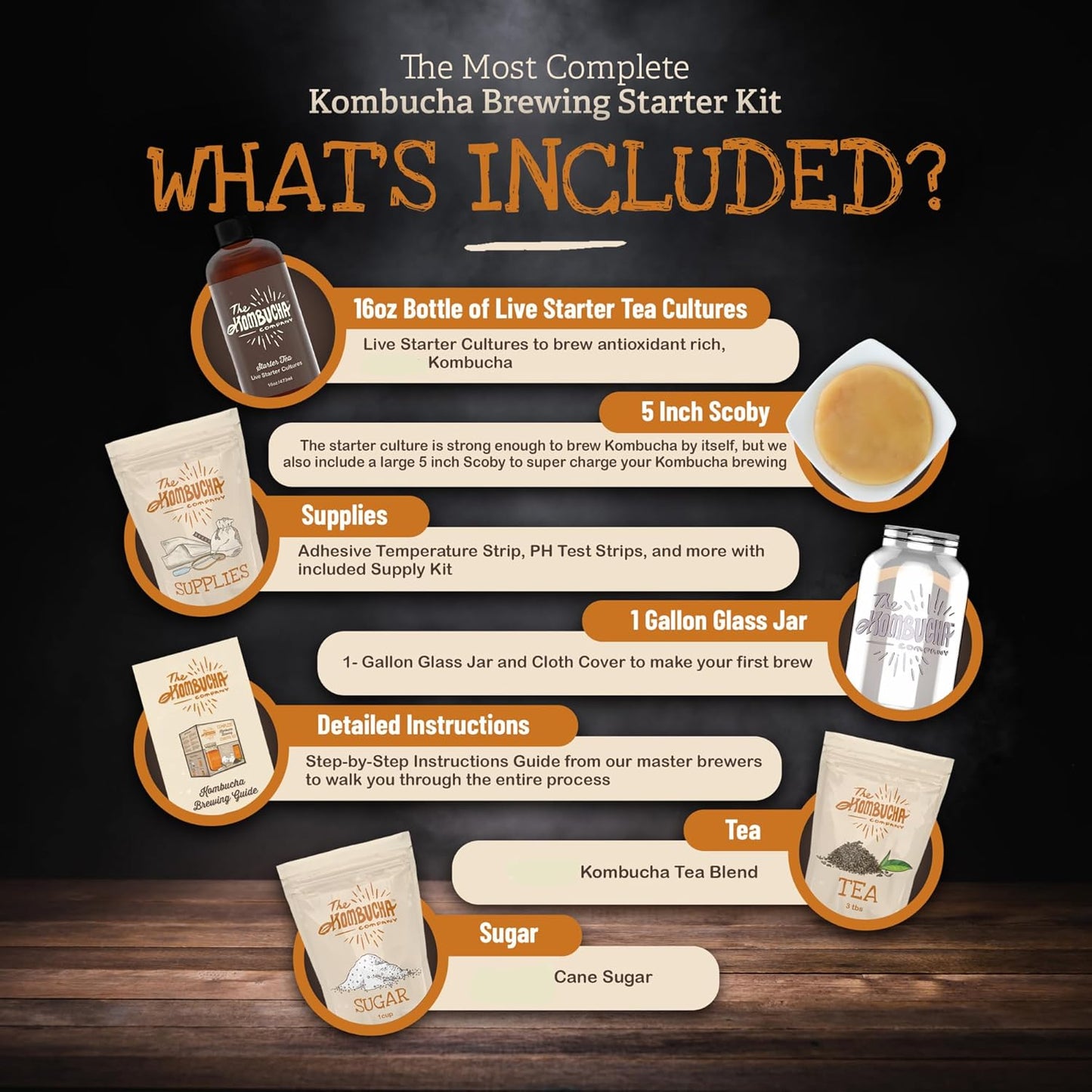 Kombucha Home Brewing Starter Kit | 5-Inch Large Scoby Kombucha Starter Kit | Complete Kit Includes What You Need w/ 16 oz Starter Tea, Brewing Jar & Brewing Supplies | Brew Unlimited Kombucha