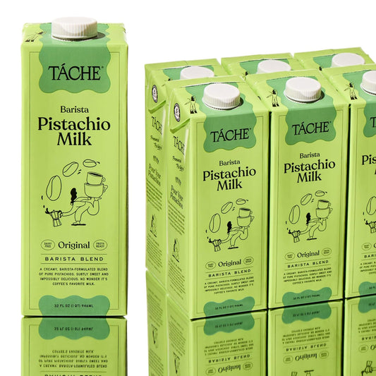 Táche Pistachio Milk, Original Vegan Barista Pistachio Creamer with No Added Oil, Frothy, Perfect Pistachio Cream for Coffee and Lattes, Plant-Based Dairy Alternative, (32oz, 6-Pack)