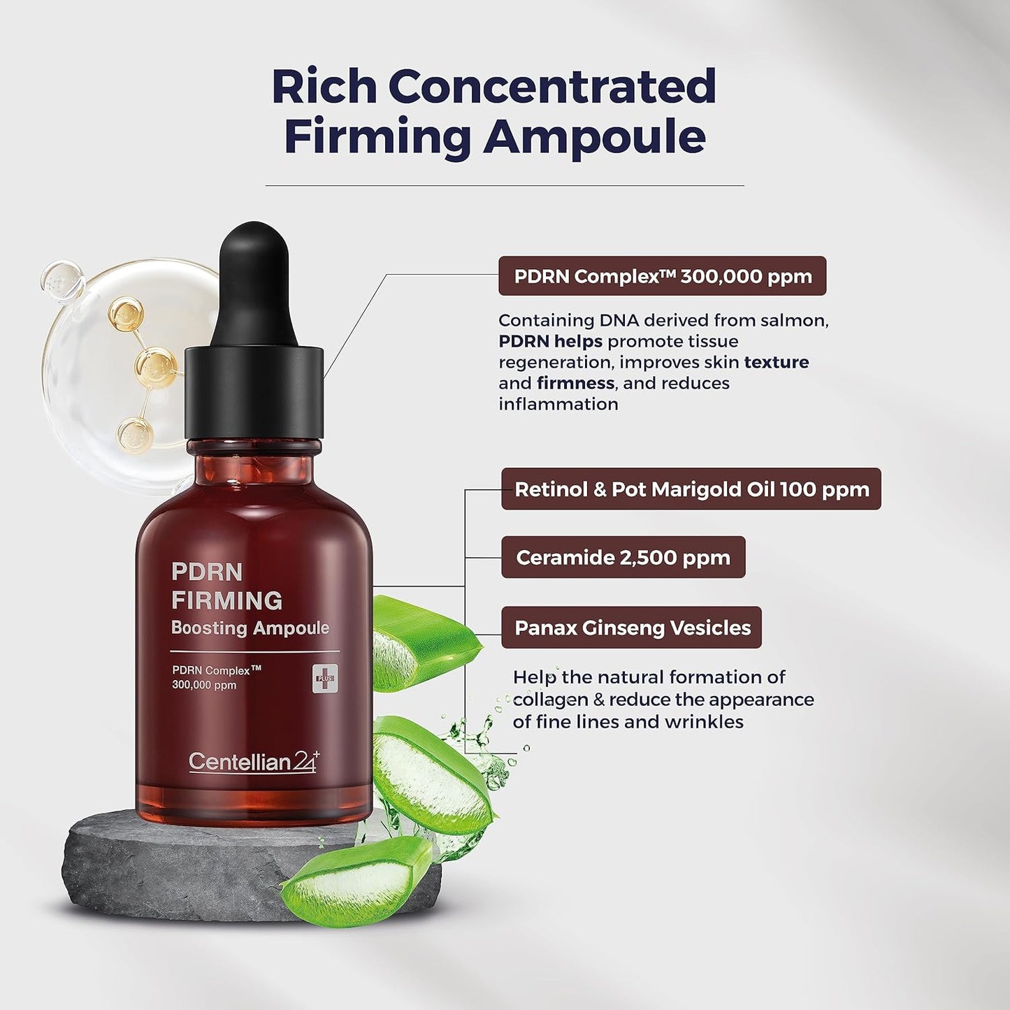 Centellian 24 PDRN Firming Boosting Ampoule (1.01 fl oz) - Improved Skin Elasticity by Dongkook Pharmaceutical. PDRN 300,000 ppm, Hydrolyzed Collagen & Elastin