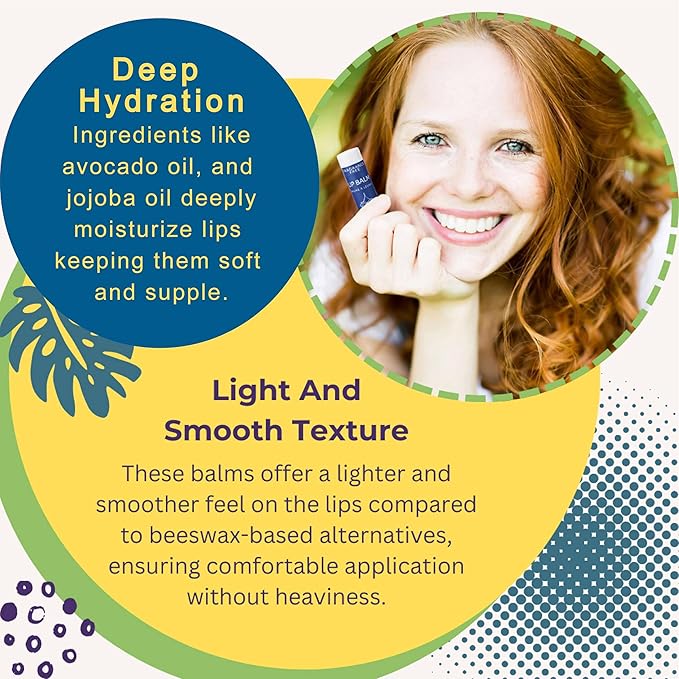 ALIDA PURE Melody Lip Balm Collection, Vegan, Lip Balm, Beeswax Free, with Avocado Oil, Organic Jojoba Oil, and Vitamin E, Natural Moisturizer for Dry, Chapped Lips, 5 Tube Set