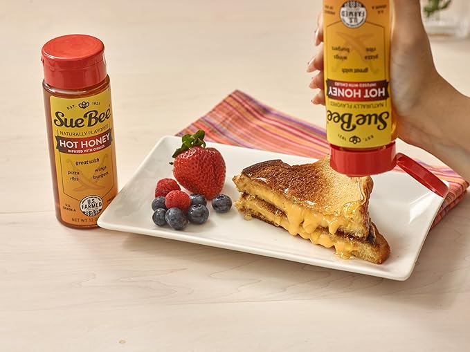 Sue Bee Naturally Flavored Hot Honey Chili Infused For Ribs, Wings, Burgers, 12 oz