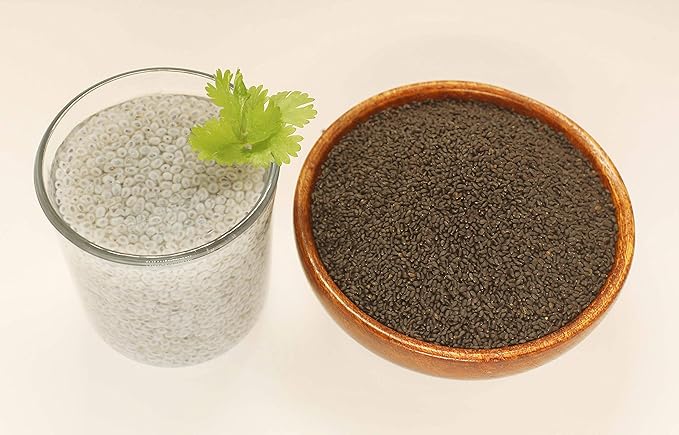 Edible Basil Seeds. | 8 Ounce or 0.5 Lb/227 grams | Tukmaria Sabja Seeds| Rich in Fibers | Add to Smoothies | Non GMO | Keto + non Gluten | Natural | By Carmel Organics