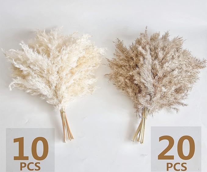 30 PCS Boho Decor, Fluffy Pompas Grass, Natural Dry Pampas Grass Small, Short Pampass Bulk for Boho Room Decor, Coffee Table Decor (17 inch )