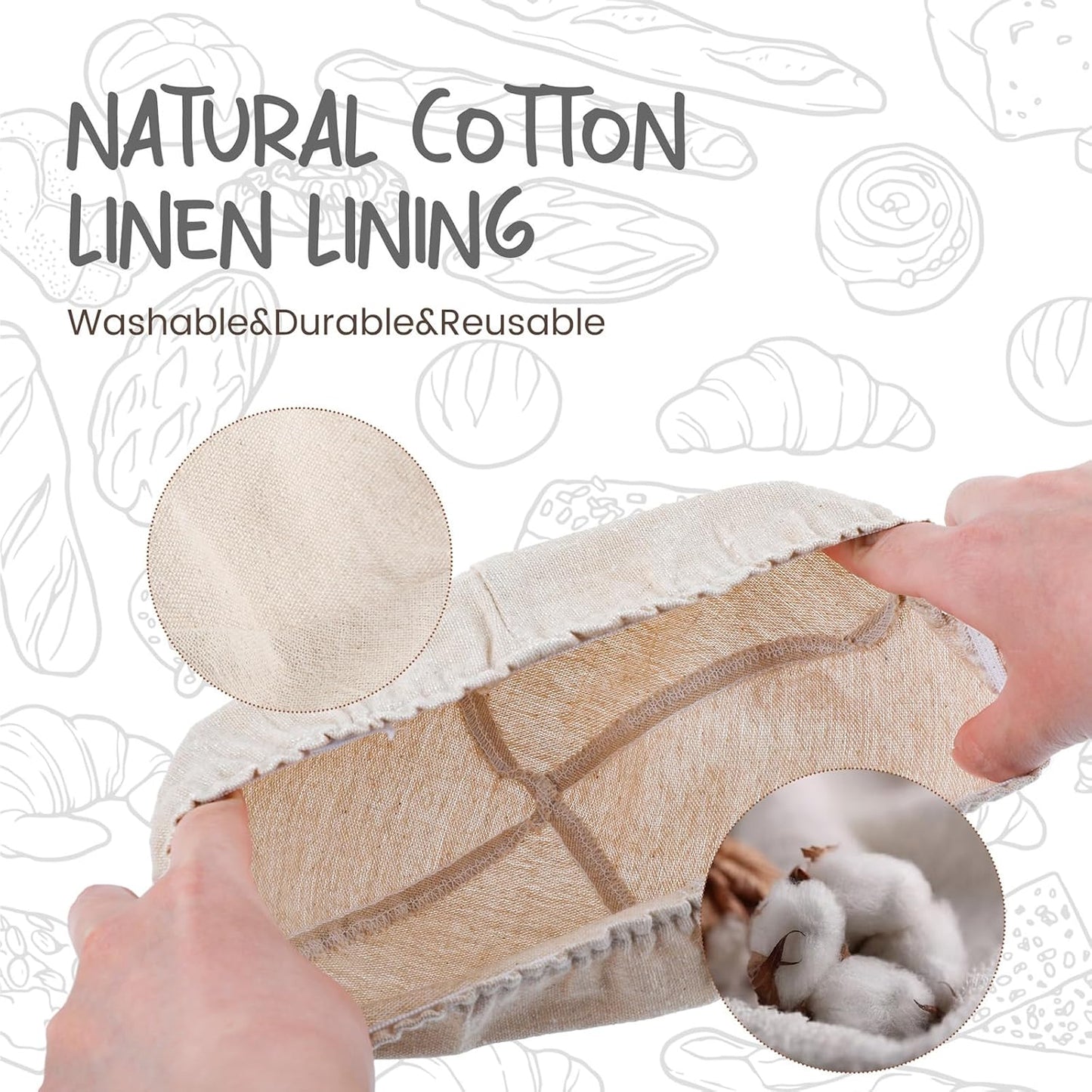 Bread Proofing Baskets Set of 2 10 inch Oval Shaped Dough Proofing Bowls w/Liners Perfect for Professional & Home Sourdough Bread Baking