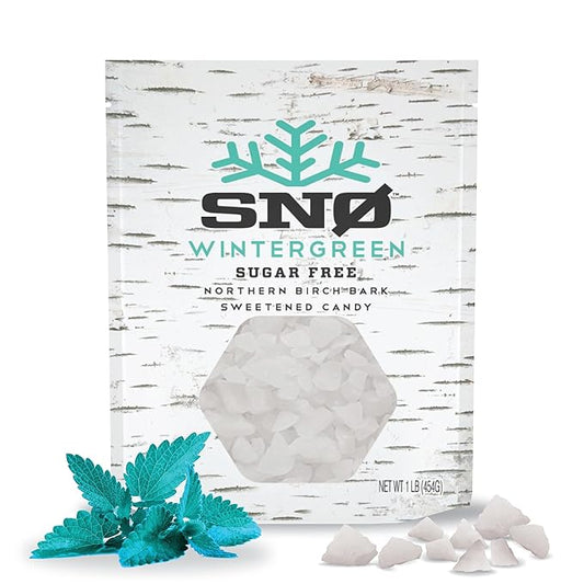 Wintergreen Xylitol Candy Chips - SNØ 1LB Bag - Handcrafted w/ONLY 2 Ingredients | Diabetic-friendly, Non-GMO, Vegan, Keto, GF & Kosher | Purest sugar-free candy in the world!