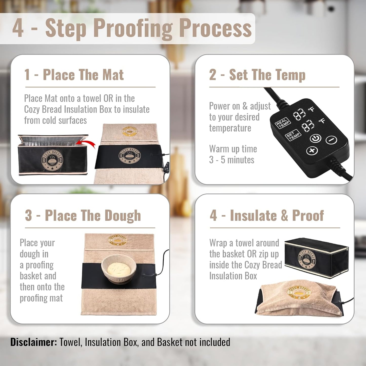 Sourdough Bread Proofing Mat for Home Bakers | USA Brand | Thermostat Controlled Bread Proofer (10" x 21") | Dough Riser Heating Mat