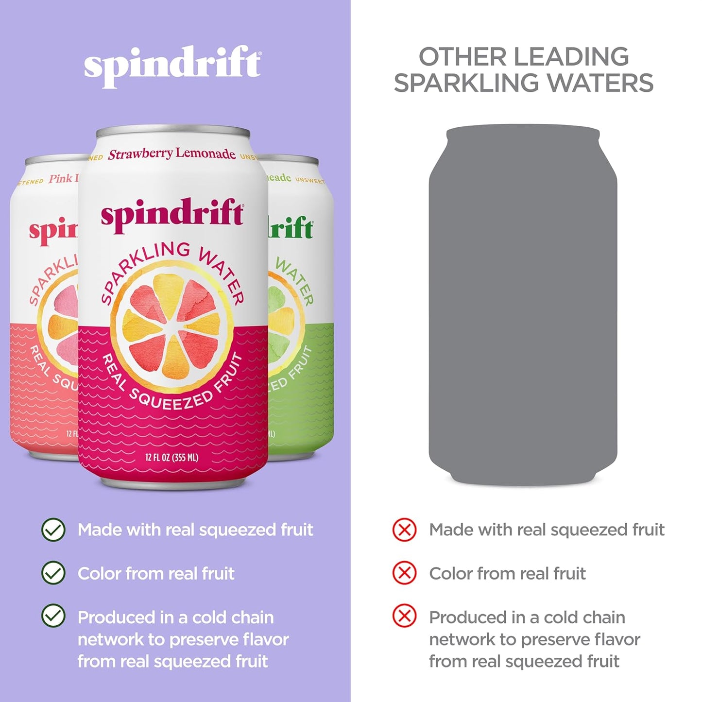 Spindrift Lemonade 3 Flavor Variety 20 Pack,12 Fl Oz (Pack of 20)