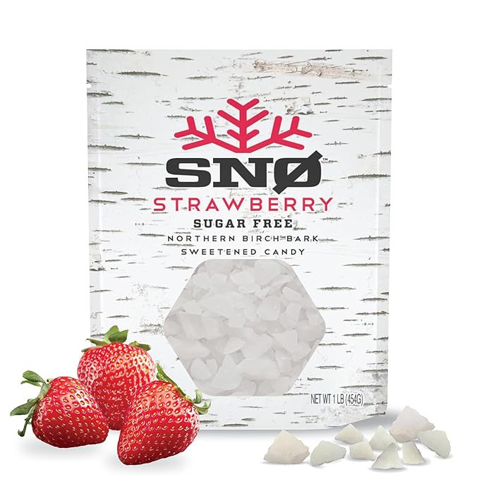 Strawberry KETO Xylitol Candy Chips - SNØ 1LB Bag - Sugar-Free Candy With Only 2 Ingredients | Low Carbs, Diabetic-Friendly, Non-GMO, Vegan, GF & Kosher | Purest candy in the world