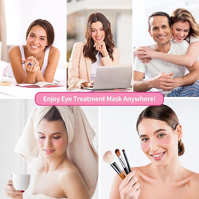 BREYLEE Pink Rose Eye Mask– 60 Pcs - Puffy Eyes and Dark Circles Treatments – Look Younger and Reduce Wrinkles and Fine Lines Undereye, Improve and Firm eye Skin - Pure Natural Material Extraction