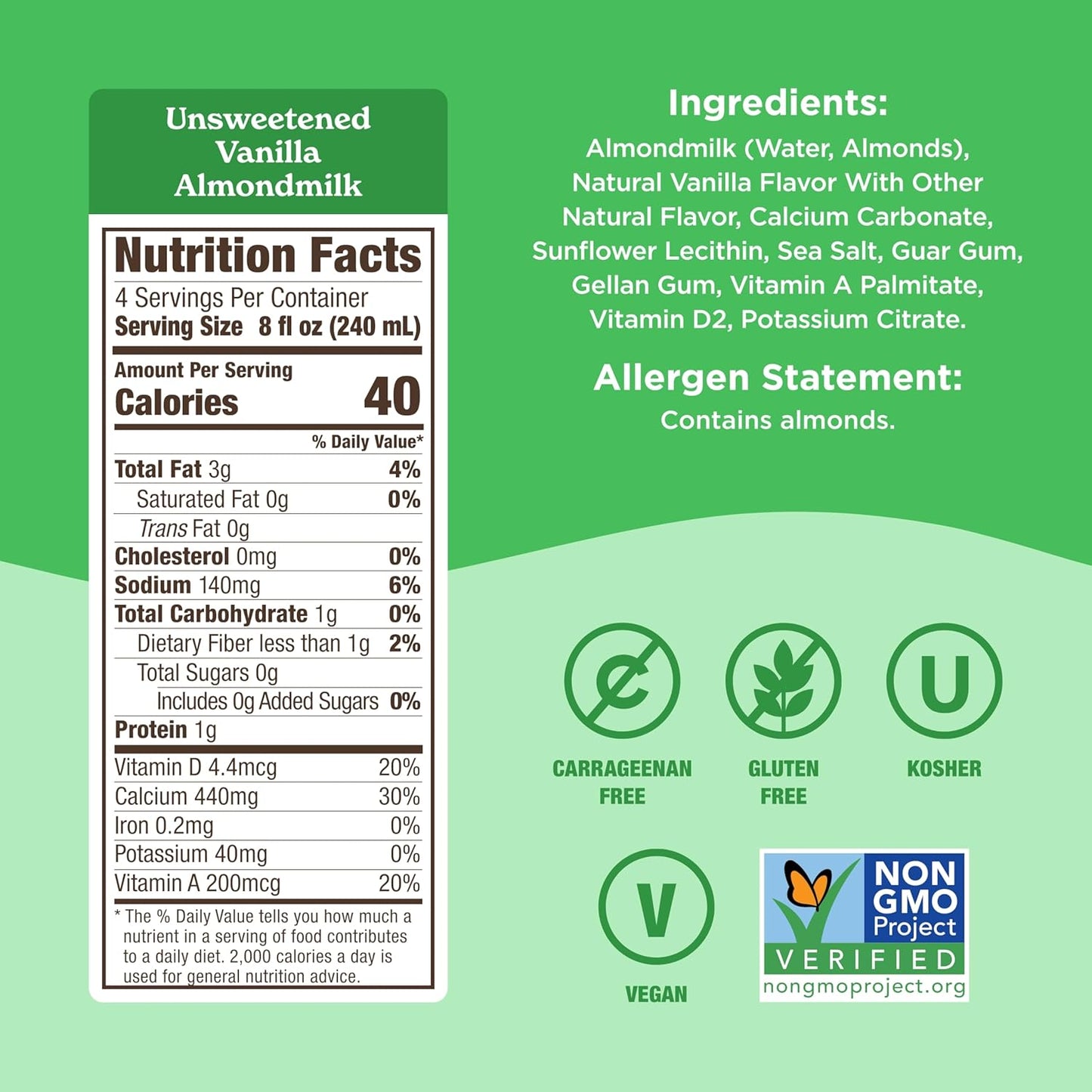 Califia Farms - Unsweetened Vanilla Almond Milk, 32 Oz (Pack of 6), Dairy Free, Vegan, Plant Based, Keto, Shelf Stable, Vegan, Gluten Free, Non GMO, Sugar Free, High Calcium, Smoothie