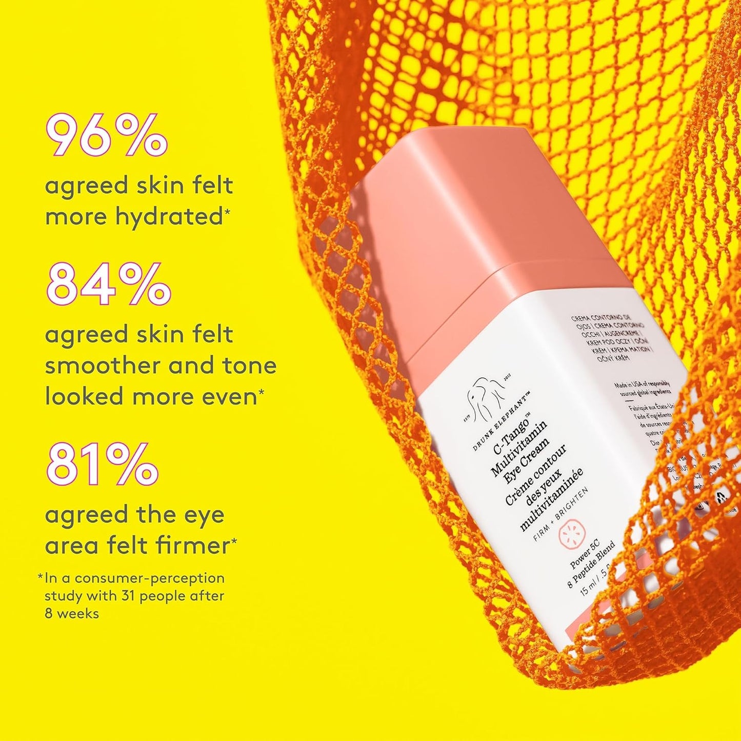 Drunk Elephant C-Tango Eye Cream with Vitamin C, Brightening & Restorative Under Eye Moisturizer (15mL/0.5 Fl Oz)