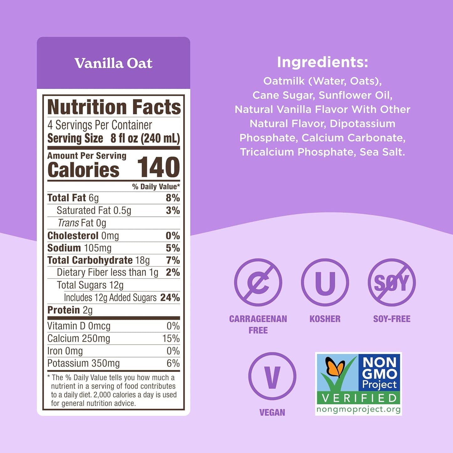 Califia Farms – Vanilla Oat Barista Blend Oat Milk, 32 Oz (Pack of 6), Shelf Stable, Dairy Free, Plant Based, Vegan, Gluten Free, Non GMO, Milk Frother, Creamer, Blue