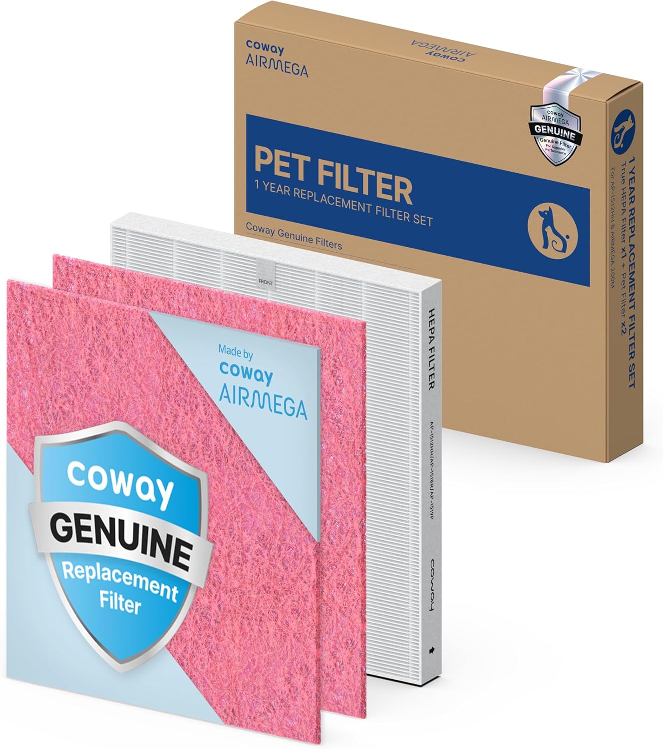 COWAY AP-1512HH & 200M Air Purifier Filter Replacement, Fresh Starter Pack, 2 Fresh Starter Deodorization Filters and 1 True HEPA Filter, 1 Pack, Black