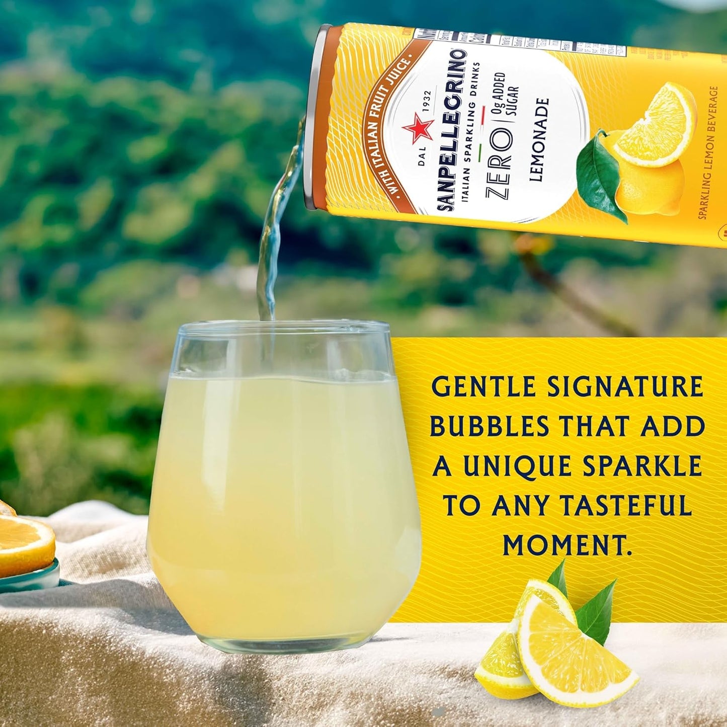 Sanpellegrino Zero Grams Added Sugar Lemonade Italian Sparkling Drink, 24-Pack Of 11.15 Fl Oz Cans, Sanpellegrino Italian Sparkling Drinks, Low-Calorie Sparkling Juice Beverages