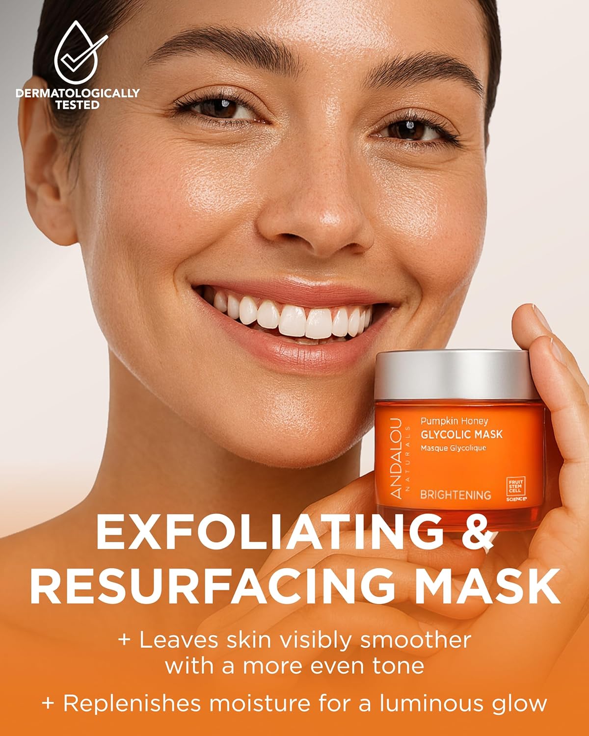 Andalou Naturals Pumpkin Honey Glycolic Mask, Brightening & Exfoliating Face Mask with Glycolic Acid & Vitamin C, Gently Removes Dirt and Brightens Skin, 1.7 fl oz