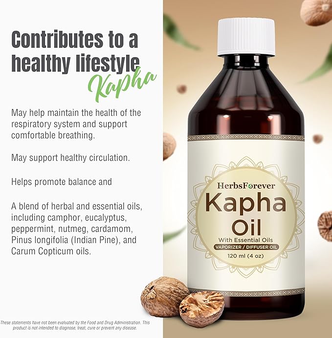 Kapha Oil Body Massage Oil Balance Kapha Dosha Improve The Respiration and Energies The Body Cold Pressed Premium Oil Non GMO, Vegan 4 fl oz 120 ml