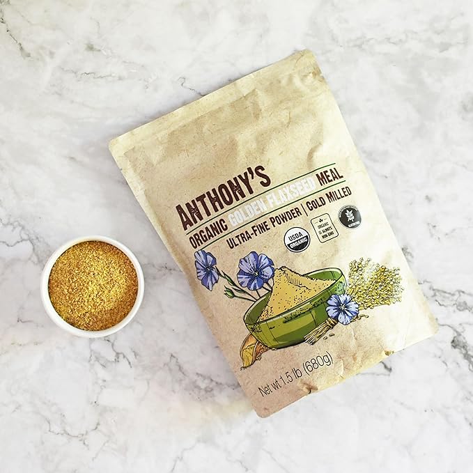 Anthony's Organic Golden Flaxseed Meal, 1.5 lb, Gluten Free, Non-GMO, Vegan, Ground Golden Flaxseed