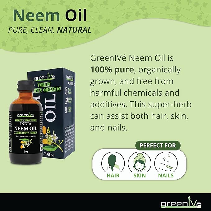 GreenIVe Neem Oil, 100% Cold Pressed Virgin, Pure Unrefined, 128 Fl Oz (1 Gallon), Natural Plant-Based, Non-GMO