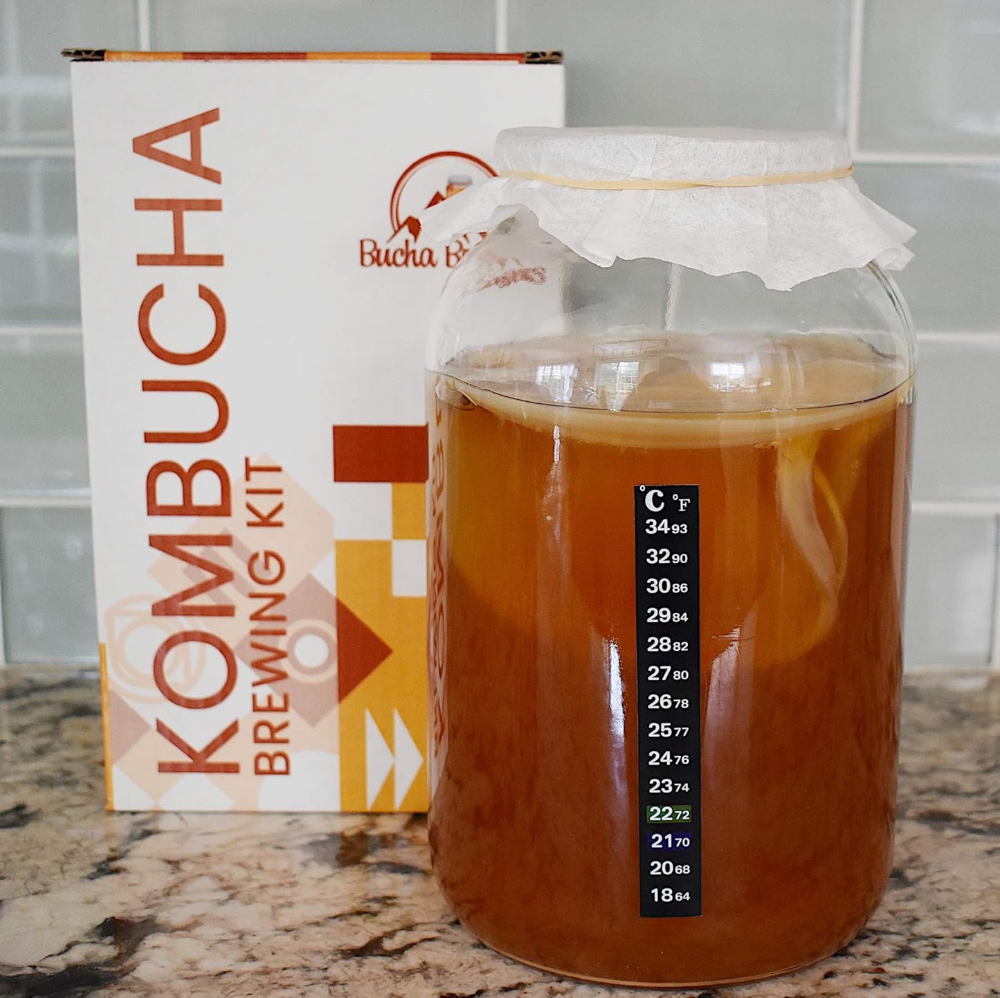 Deluxe Kombucha Starter Kit with Kombucha SCOBY & Starter Tea, Full Kombucha Kit with Bottles Swing Top Glass Bottles Kombucha Brewing Kit + 6 Bottles to Flavor Kombucha