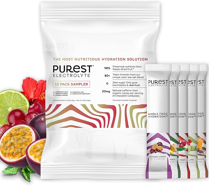 Purest Electrolyte Variety Pack – Whole Food Hydration - Organic Freeze-Dried Fruits and Solar Sea Salts for Ultimate Electrolyte Balance