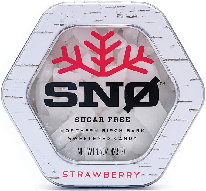 Strawberry KETO Xylitol Candy Chips (1-Pack) - SNØ 1.5oz Tin - Sugar-Free Candy With Only 2 Ingredients | Low Carbs, Diabetic-Friendly, Non-GMO, Vegan, GF & Kosher | Purest candy in the world